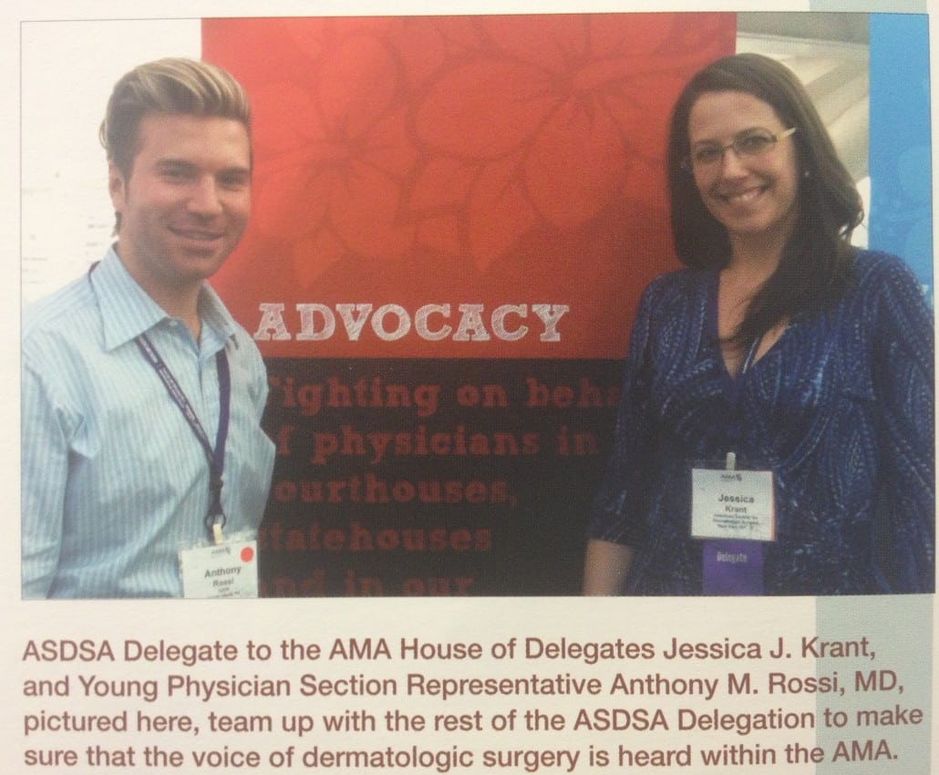 ASDSA Delegate to the AMA House of Delegates Jessica J. Krant teams up with the rest of the ASDA Delegation to make sure that the voice of dermatologic surgery is heard within the AMA.